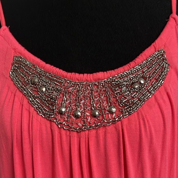 Lane Bryant Pink Beaded Bib Neck Sleeveless Blouson Dress Plus Size 22/24 - Picture 4 of 5